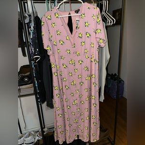 Torrid Mauve Lemon Midi Challis Button-Front Dress Size 2x 18/20 Plus Size NWT